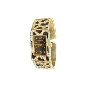 Women's Vintage Elgin 11 Cuff Bracelet Watch Vintage Cheetah Print